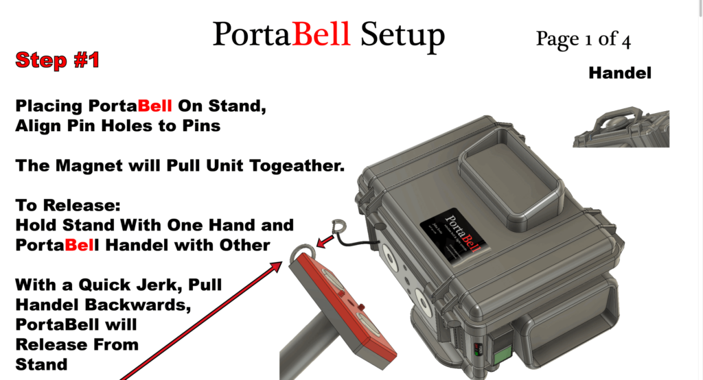 PortaBell receiver head and stand connection showing how to attach the head to the stand